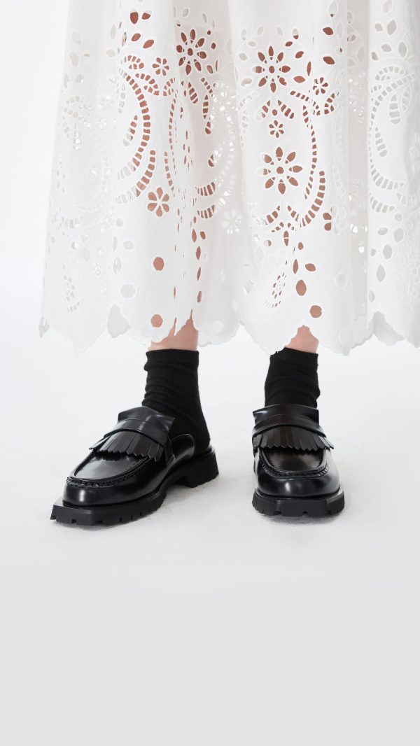 Fringe-Trimmed Slip-on Loafers